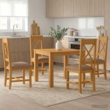  Blagovaonski set 5 kom. Siva Čvrsto Hrastovo Drvo 90 x 90 x 75 cm | shoptok.hr