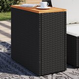 vidaXL Vrtna miza z leseno mizno ploščo črna 58x27,5x55 cm poli ratan Cene