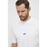 Hugo Blue Bombažna kratka majica moški, bela barva