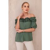 Kesi Spanish blouse with a small khaki ruffle Cene