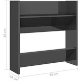 vidaXL zidni ormarići za cipele 2 kom sjajni sivi 60x18x60 cm iverica | shoptok.hr