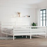 vidaXL Posteljni okvir iz trdne borovine 200x200 cm bel | Shoptok.si