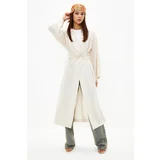 Trendyol Linen Look Woven Kimono & Kaftan with Stone Waist Tie Detail