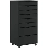 vidaXL Rolling Cabinet s predali MOSS Black Masivni les borovega lesa