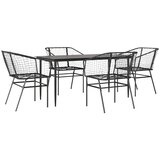 vidaXL Vrtni blagovaonski set od 5 dijelova crni poliratan staklo - Crna 160 x 80 x 74 cm 4 | shoptok.hr