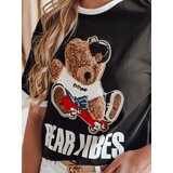 DStreet T-shirt damski oversize z haftem misia MISIONISTA czarny | Shoptok.si