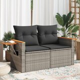  The Living Store Vrtni kavč z blazinami 2-sedežni siv poli ratan - Vrtni Kavč, (21461460) Cene