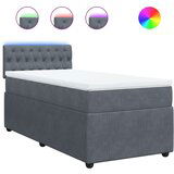 vidaXL Box spring postelja z vzmetnico temno siv 90x190 cm žamet | Shoptok.si