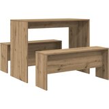  3-dijelni blagovaonski set stola i klupa konstruirano drvo | shoptok.hr