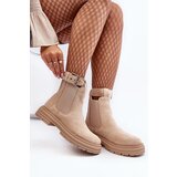 Boto Suede Ankle Boots With Massive Sole Light Beige Ozaro | ePonuda.com