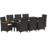 vidaXL set vrtnih stolova za blagovanje s jastučićima crni PE ratan | shoptok.hr