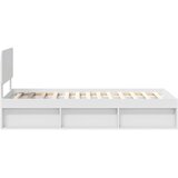  Konstrukcija postelje Bela 100 x 200 cm Masivno borovo les, (5000103039) | Shoptok.si