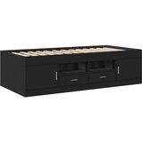 vidaXL Dnevna postelja s predali črna 75x190 cm inženirski les, (21111272) | Shoptok.si