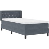 vidaXL Posteljni okvir s latex vzmetnico Temno siva 90x190 cm Žamet | Shoptok.si