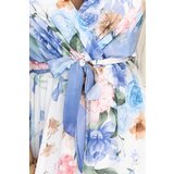 numoco basic 603-3 Airy wrap maxi dress with floral pattern – blue roses | Shoptok.si