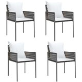  5-dijelni vrtni blagovaonski set s jastucima poliratan i čelik Smeđa Dužina stola 80 cm | shoptok.hr
