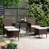 vidaXL 5-dijelni vrtni bistro set poliratan i kaljeno staklo smeđi Cijene