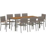  Vrtni set za objed 9 kom. Siva poliratan | shoptok.hr
