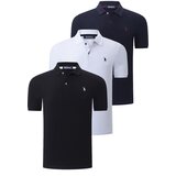 Dewberry TRIPLE SET T8561 MENS T-SHIRT-BLACK-WHITE-NAVY BLUE Cene