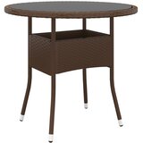  Vrtni stol Ø 80 x 75 cm od kaljenog stakla i poliratana smeđi | shoptok.hr