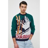 United Colors Of Benetton Pulover s primesjo volne moški, zelena barva | Shoptok.si