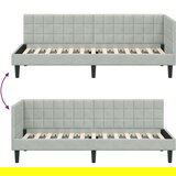 vidaXL Kotna postelja z vzglavjem Svetlo siva 80 x 200 cm Žamet | Shoptok.si