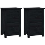  Nočna omarica 2 kosa črna 40x35x61,5 cm trdna borovina, (20734492) | Shoptok.si