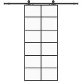  Klizna vrata s priborom crna 90 x 205 cm od ESG stakla | shoptok.hr