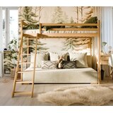 Molarem Home Drveni dječji krevet na kat Sofino na razvlačenje - svijetlo drvo - 90x200/140x200 cm - Madrac PE pjena 8 cm-spužvasti madrac | shoptok.hr