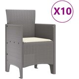  Set od 11 komada vrtnih blagovaonskih stolica s jastučićima svijetlo sive boje od poliratana | shoptok.hr
