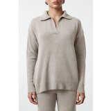 Trendyol Stone Polo Collar Soft Texture Knitwear Bottom-Top Set Cene