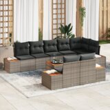 vidaXL 9-delni vrtni kavčni set z blazinami sivi poli ratan akacija | Shoptok.si