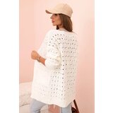 Kesi Włoski Ladies' openwork cardigan with pockets ecru | shoptok.hr