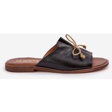 Boto Leather Flat Elegant Slippers With Bow Lewski 3572 Black | shoptok.hr