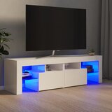 vidaXL TV omarica z LED lučkami visok sijaj bela 140x35x40 cm Cene