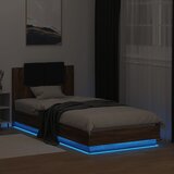  Okvir za krevet s uzglavljem i LED svjetlima boja smeđeg hrasta | Eponuda.com