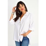 Cool & Sexy Women's White Zipper Shirt Cene
