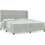  Postelja z vzmetnico Svetlo siva 200x200 cm Žamet, (22052547) | Shoptok.si