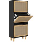 Maison Chic Omarica za obutev - Kopa za čevlje črna 52x25x115 cm inž. les in naravni ratan, (21777631) | Shoptok.si