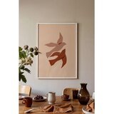 Wallxpert uramljena slika 115188, dve stilizovane ptice u roze i terakota tonovima na bež pozadini, 50 x 70 cm, beli ram | Eponuda.com