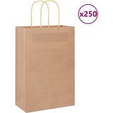 vidaXL Papirnate vrečke 250 kosov z ročaji rjave barve 21x11x31 cm Cene