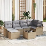 vidaXL 7 delna vrtna garnitura s blazinami Črn poli ratan | Shoptok.si