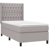  Box spring postelja z vzmetnico LED sv. siva 100x200 cm blago, (20724307) | Shoptok.si