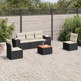 Maison Chic Seti vrtnega pohištva - Vrtna garnitura - Vrtni pohištvo set 6-delna z blazinami črna poli ratan, (21807841) | Shoptok.si