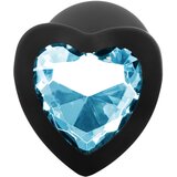 Sunfo silikonski analni dildo s srčastim kamnom (črno-safir) | Shoptok.si