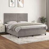  Box spring postelja z vzmetnico svetlo siva 160x200 cm žamet, (20846802) Cene