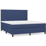  Box spring postelja z vzmetnico modra 160x200 cm blago | Shoptok.si