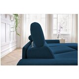 Bobochic Paris temno modra raztegljiva kotna sedežna garnitura iz rebrastega žameta (s kotom po izbiri) monaco | Shoptok.si