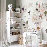  Foto tapeta - Beige World - Continents With Animals in Muted Colours 200x140 Premium | shoptok.hr