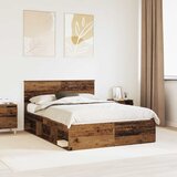  Krevetna konstrukcija s uzglavljem Staro drvo 135 x 190 cm | shoptok.hr